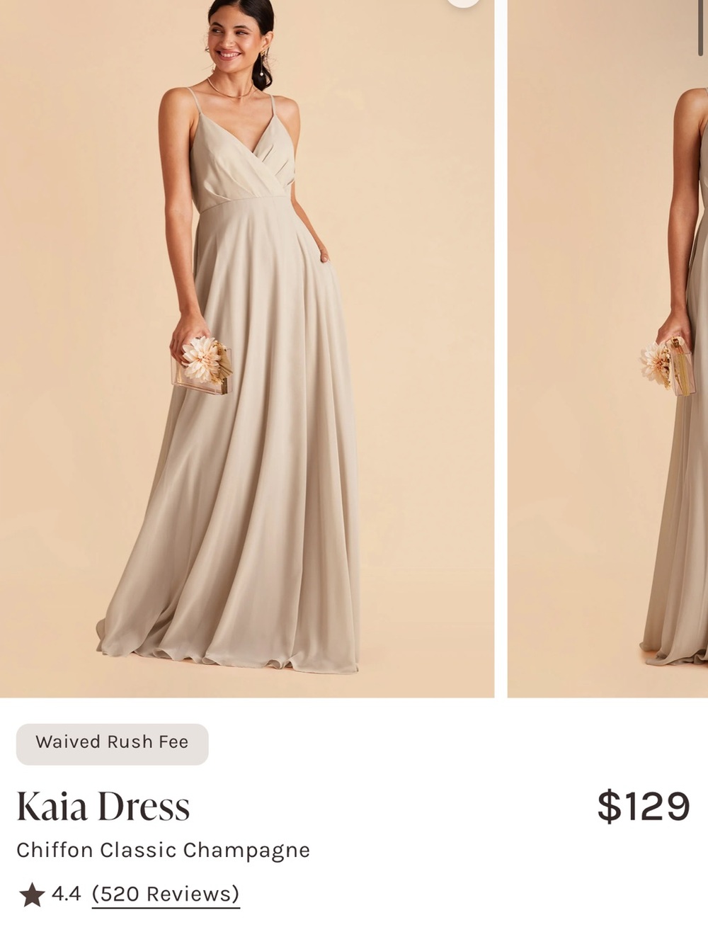 Kaia Chiffon Maxi Dress in Champagne